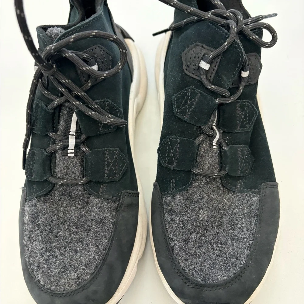 SOREL Shoes Women 8.5 Kinetic RNEGD Caribou Waterproof Boot Black Faux Fur